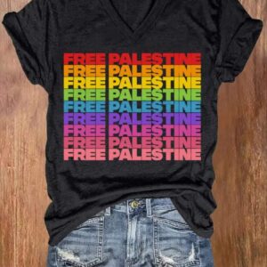 Women’s Free Palestine Peace Freedom Printed Shirt