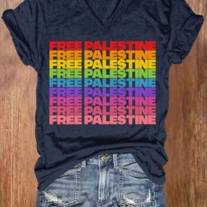 Womens Free Palestine Peace Freedom Printed Shirt 2