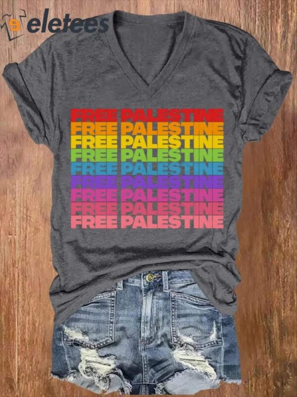 Women’s Free Palestine Peace Freedom Printed Shirt