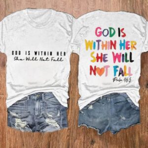 Womens God Is Within Her She Will Not Fall Christian Printed T Shirt 2