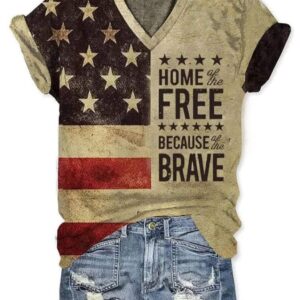 Women’s Home Of The Free Because Of The Brave Print T-Shirt