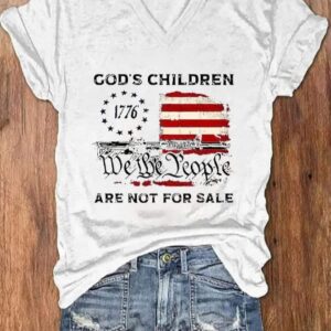 Womens Independence Day Gods Children We The People Print T Shirt