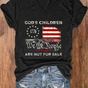 Womens Independence Day Gods Children We The People Print T Shirt1