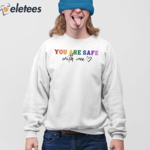 Womens LGBTQ You Are Safe With Me Print V Neck T Shirt 4