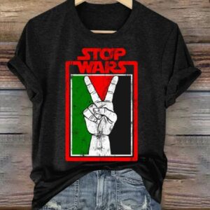 Women’s Peace Stop Wars Art Design Printed T-Shirt