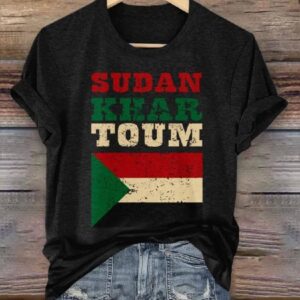 Womens Peace Sudan Kahr Toum Art Design Printed T Shirt