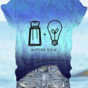 Women’s Salt Light Faith Hawaii Beach Vibe Print V-Neck T-Shirt