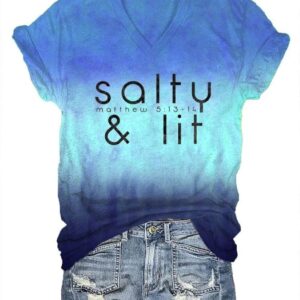 Women’s Salty And Lit Matthew 5 13-14 Printed T-Shirt