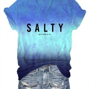 Women’s Salty Matthew 5 13 Printed V-Neck T-Shirt