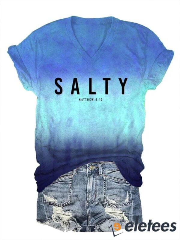 Women’s Salty Matthew 5 13 Printed V-Neck T-Shirt