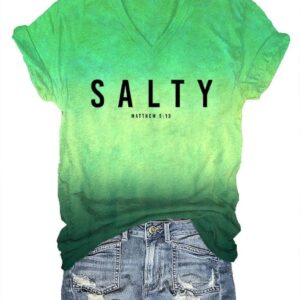 Womens Salty Matthew 5 13 Printed V Neck T Shirt1