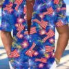 American flag Firework Men’s Pocket Short Sleeve Shirts