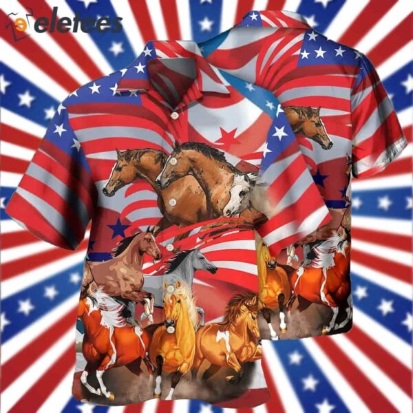 Horse Independence Day America Hawaiian Shirt