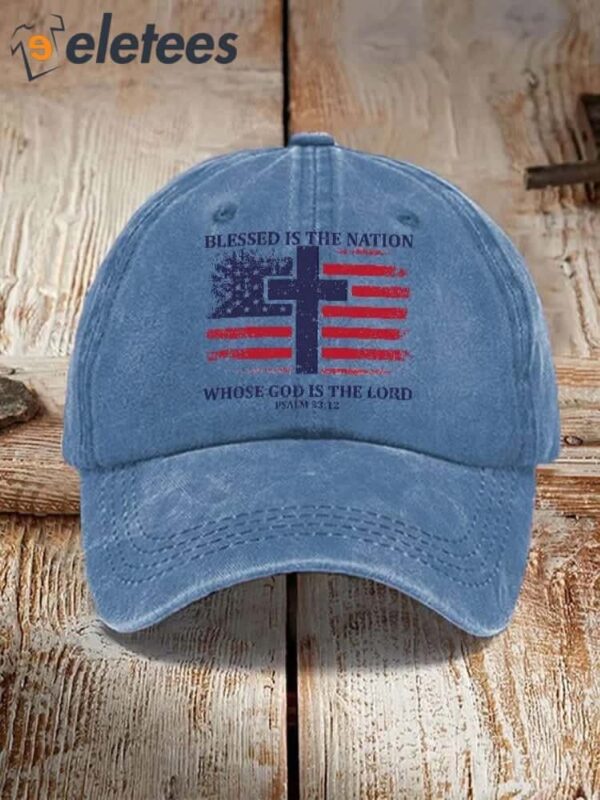 Independence Day Blessed Nation Psalm 33 22 Unisex Hat