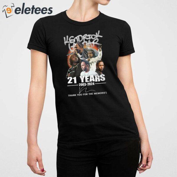 Kendrick Lamar 21 Years 2003-2024 Thank You For The Memories Shirt