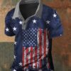 Men’s Flag Usa Print Casual Polo Shirt