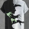 Men’s Witch Shadow Art Print Linen Blend Shirt