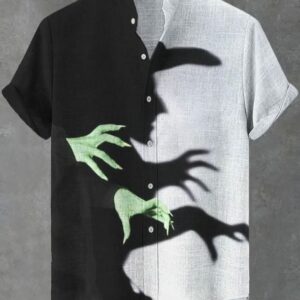 Mens Witch Shadow Art Print Linen Blend Shirt