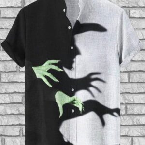 Mens Witch Shadow Art Print Linen Blend Shirt1