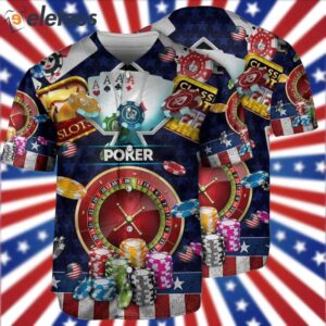 Poker US Flag Independence Day Baseball Jersey1