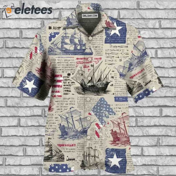 Sailing US Flag Independence Day Hawaiian Shirt
