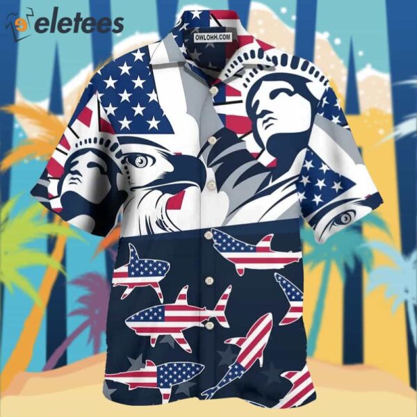 Shark America Independence Day Hawaiian Shirt
