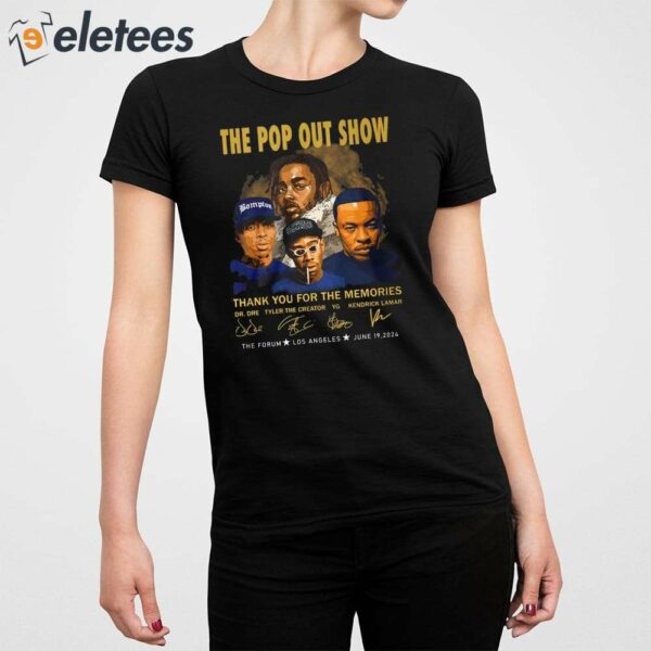 The Pop Out Show Thank You For The Memories Dr. Dre Tyler The Creator YG Kendrick Lamar Shirt