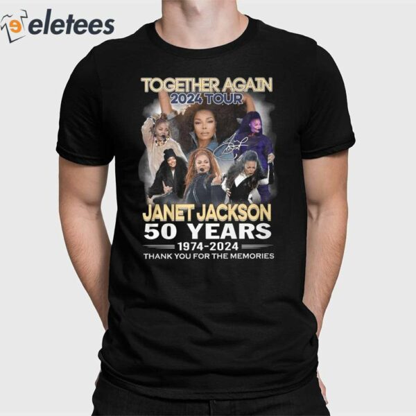 Together Again 2024 Tour Janet Jackson 50 Years 1974-2024 Thank You For The Memories T-Shirt