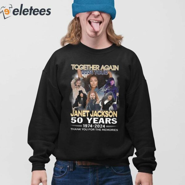 Together Again 2024 Tour Janet Jackson 50 Years 1974-2024 Thank You For The Memories T-Shirt