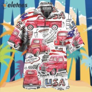 Truck Red USA Flag Independence Day Hawaiian Shirt