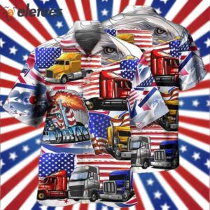 Truck USA Flag Independence Day Hawaiian Shirt1