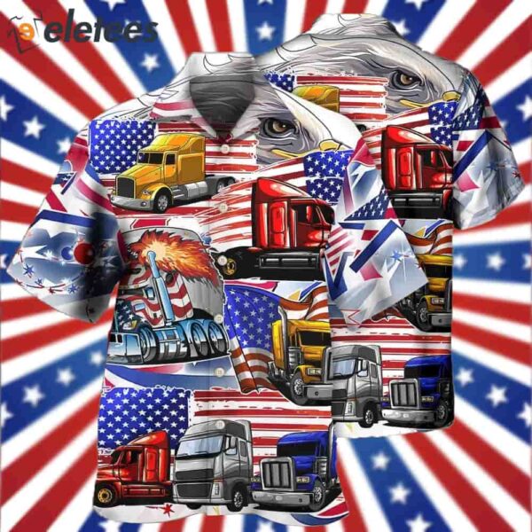 Truck USA Flag Independence Day Hawaiian Shirt