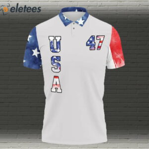 Trump 47 I Stand With Trump American Flag Polo Shirt