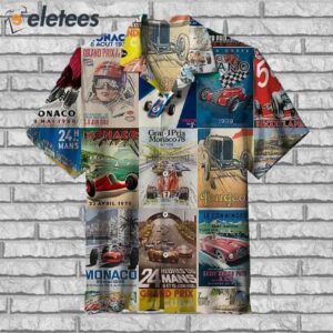 Vintage Cars Races Posters Collage Hawaiian Shirt1