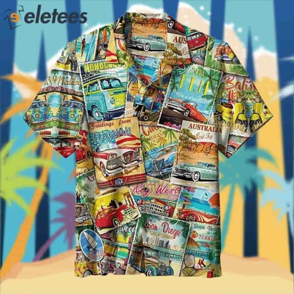 Vintage Travel Collage At Eurographics Hawaiian Shirt