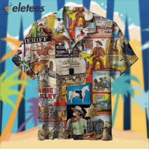 Vintage Western Cowboy Collage Art Hawaiian Shirt