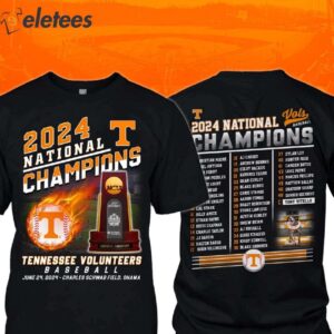 Vols Baseball 2024 National Champions Two Sided Shirt