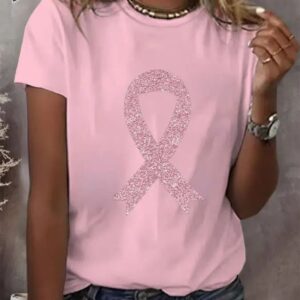 Women's Breast Cancer Awareness Print Casual T-Shirt