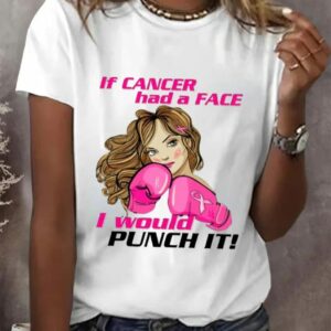 Womens Breast Cancer Fighter Print T Shirt 2