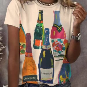 Womens Champagne Drinking Print Round Neck Sweatshirt1