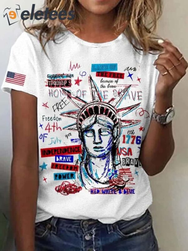 Women’s Freedom Brave Power Liberty Print T-Shirt