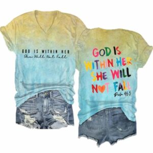 Womens God Is Within Her She Will Not Fail Printed Casual T Shirt