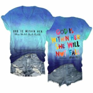 Womens God Is Within Her She Will Not Fail Printed Casual T Shirt1