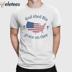 Women's God shed His grace on thee Flag Print T-Shirt
