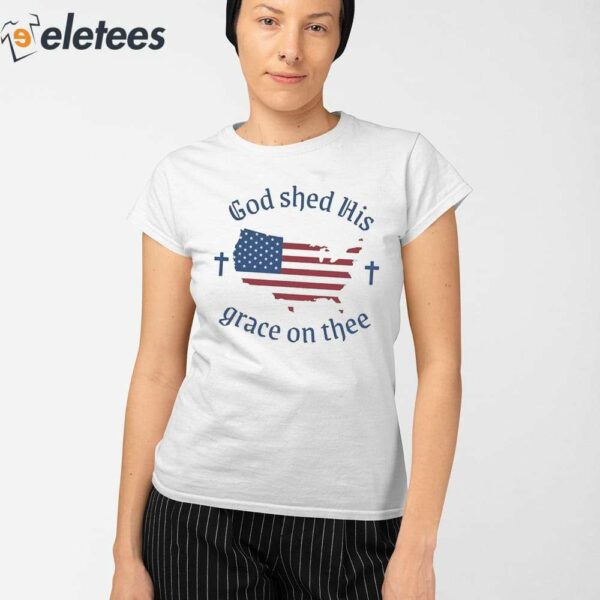 Women’s God shed His grace on thee Flag Print T-Shirt