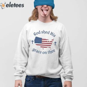 Womens God shed His grace on thee Flag Print T Shirt 4