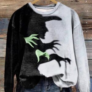 Women's Halloween Witch Shadow Print Casual Sweatshirt