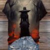 Women’s Halloween Witches Forest Fire Print T-Shirt