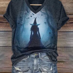 Women’s Halloween Witches Forest Print T-Shirt