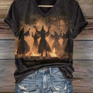 Women’s Halloween Witches Of The Forest Print T-Shirt